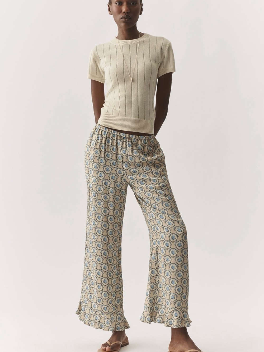 Anthropologie Printed Wide Leg Pull-On Pants Size Small